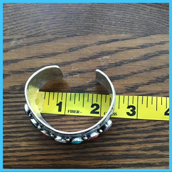 VTG WB SIGNED STERLING MULTI STONE CUFF2.5 “ACROSS - Picture 5 of 7